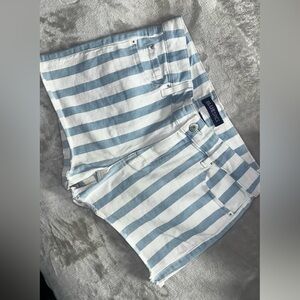 Blue and White Striped Shorts